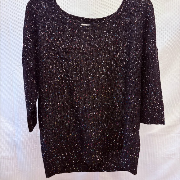 Jaclyn Smith black sequin sweater with a round neck and 3/4-length sleeves XL - Picture 1 of 3